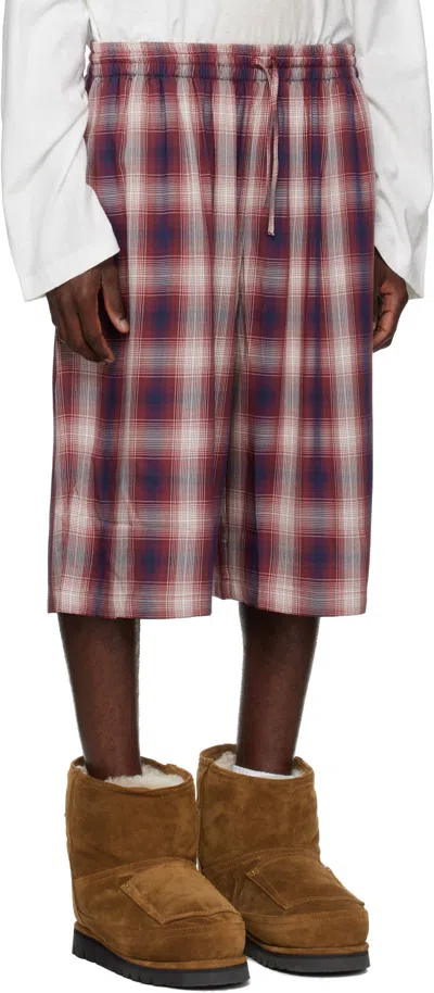 Acne Studios Checked Shorts In Red