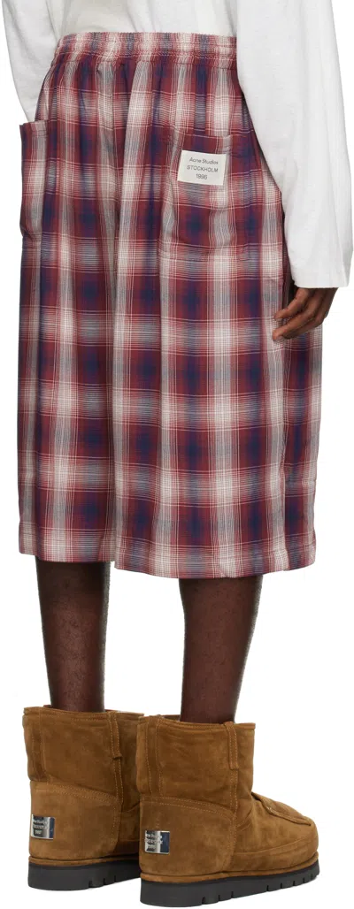 Acne Studios Checked Shorts In Red