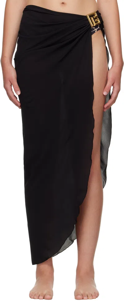 Balmain Black Long Cover-up Skirt