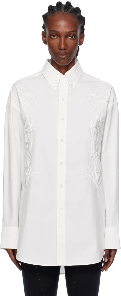 Ao Yes White Embroidery Poplin Shirt In White