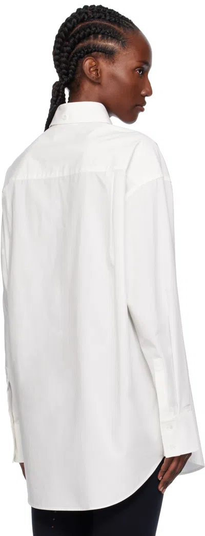 Ao Yes White Embroidery Poplin Shirt In White
