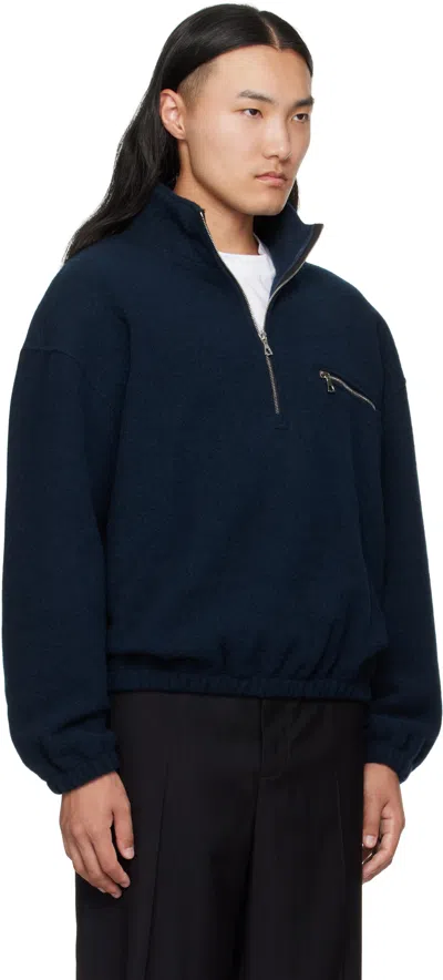 Rier Blue Fleece Sweater In Blue