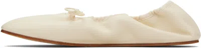 The Row Awar Elasticated Satin Ballet Flats In White