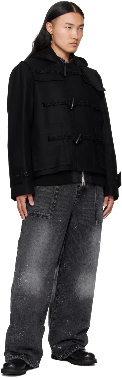 Sacai Hooded Toggle-fastening Jacket In Black