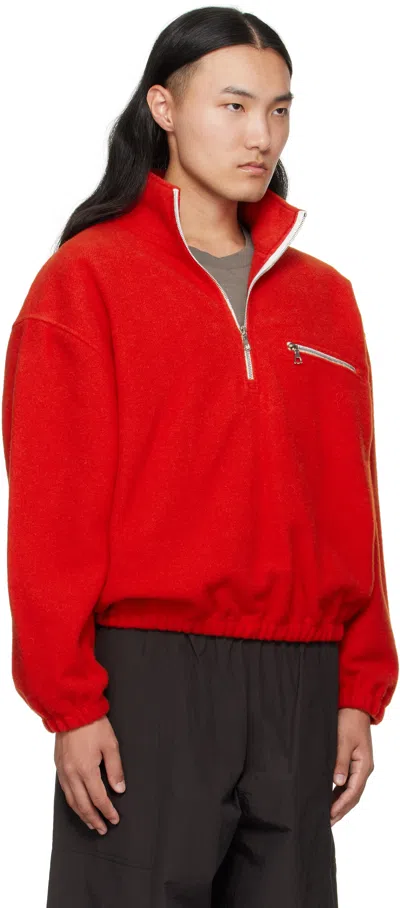 Rier Virgin Wool Zip-up Sweater In Red