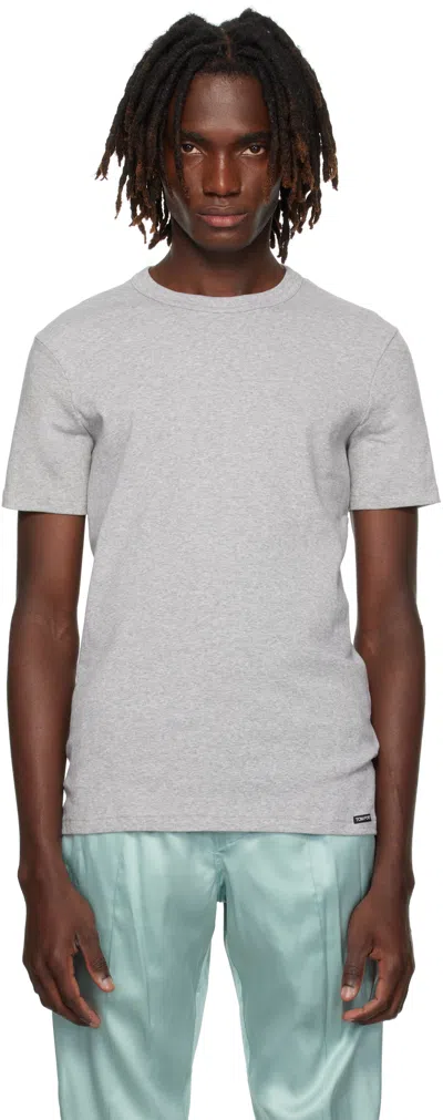 Tom Ford Gray Cotton Stretch Jersey T-shirt In Grey
