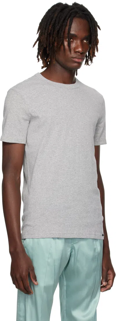 Tom Ford Gray Cotton Stretch Jersey T-shirt In Grey