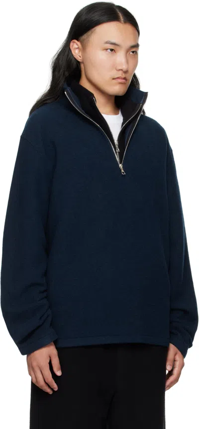 Rier Navy Fleece Sweater In Blue