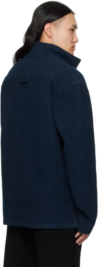 Rier Navy Fleece Sweater In Blue