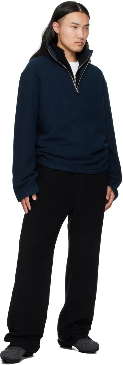 Rier Navy Fleece Sweater In Blue