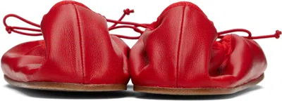 The Row Nappa Leather Round Ballet Flats In Red