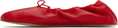 The Row Nappa Leather Round Ballet Flats In Red