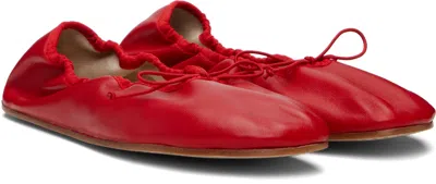 The Row Nappa Leather Round Ballet Flats In Red