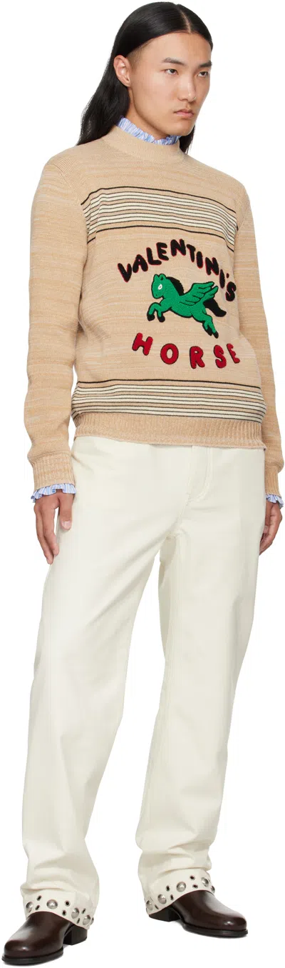 Valentino Pegasus-embroidered Striped Sweater In Multi