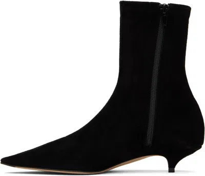 The Row Liisa Suede Kitten-heel Booties In Black