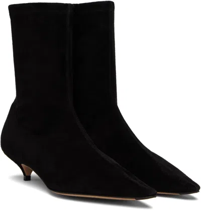 The Row Liisa Suede Kitten-heel Booties In Black