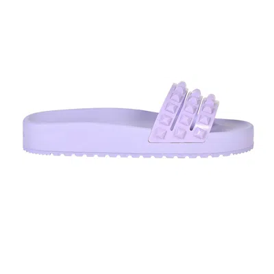 Carmen Sol Franco 3 Strap Slides Ultra Shiny In Purple