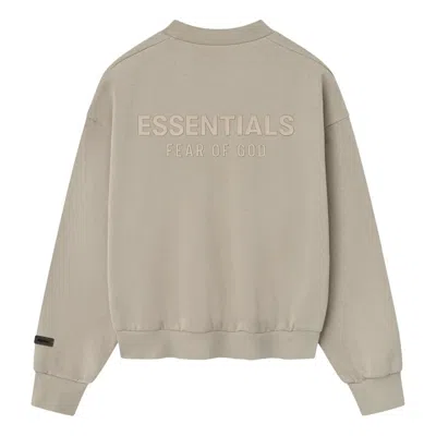 Essentials Taupe Classic Fit Fleece Crewneck Sweatshirt In Neutral