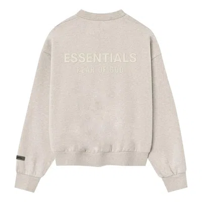 Essentials Fear Of God  Classic Fit Fleece Crewneck 'heather Stone' In Neutral