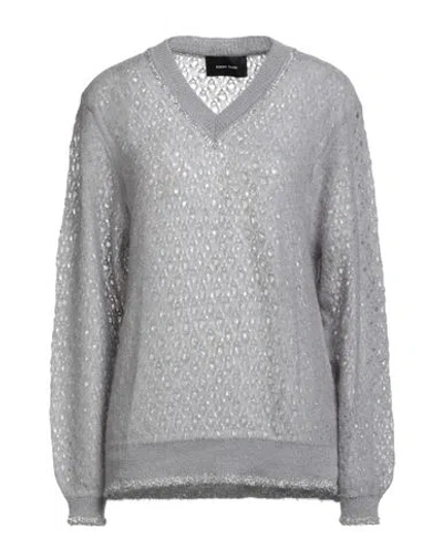 Simone Rocha Woman Sweater Light Grey Size L Mohair Wool, Polyamide, Merino Wool, Metallic Polyester In Gray