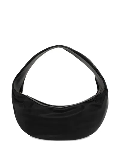 Khaite Olivia Sport Medium Textured Leather-trimmed Shell Shoulder Bag In Black