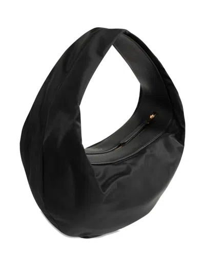 Khaite Olivia Sport Medium Textured Leather-trimmed Shell Shoulder Bag In Black