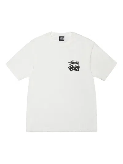Stussy Dice Pigment-dyed T-shirt In White