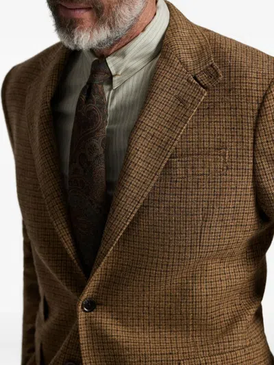 Rrl Checked Wool Elbow-patch Blazer In Brown