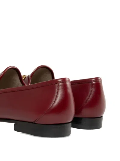 Gucci Loafers Gold Tone Hardware Leather Sole In Red