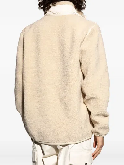 Moncler Teddy-effect Fleece Sweatshirt With Zip And Pocket In Nude