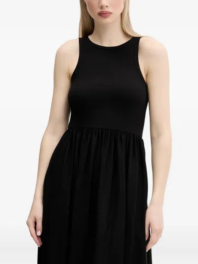 Desigual Ribbed Eyelet Midi Dress In Black