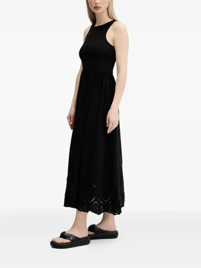 Desigual Ribbed Eyelet Midi Dress In Black
