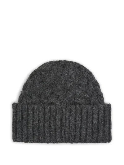 Karl Lagerfeld K/essential Cable-knit Beanie In Gray