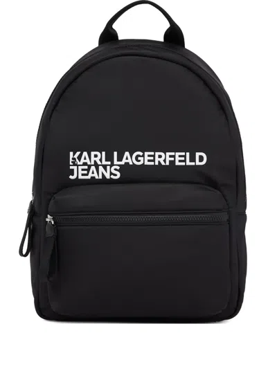 Karl Lagerfeld Jeans Logo-print Zip-pocket Backpack In Black