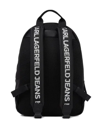 Karl Lagerfeld Jeans Logo-print Zip-pocket Backpack In Black