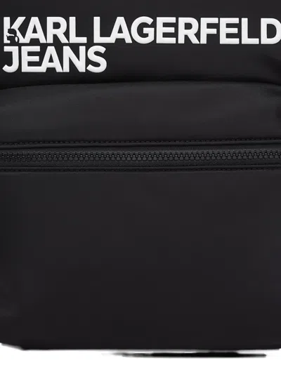 Karl Lagerfeld Jeans Logo-print Zip-pocket Backpack In Black