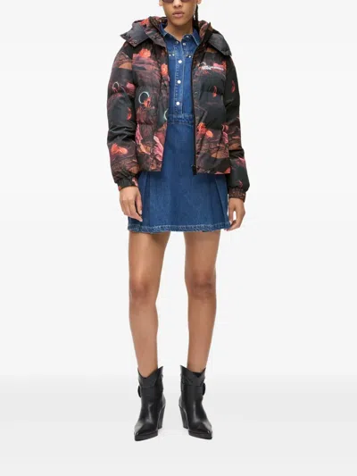 Karl Lagerfeld Jeans All-over Graphic-print Puffer Jacket In Multi