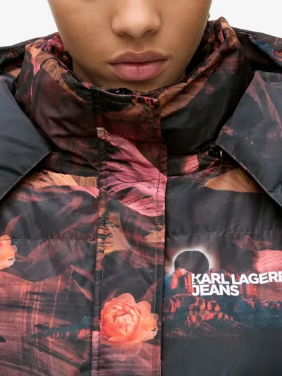 Karl Lagerfeld Jeans All-over Graphic-print Puffer Jacket In Multi