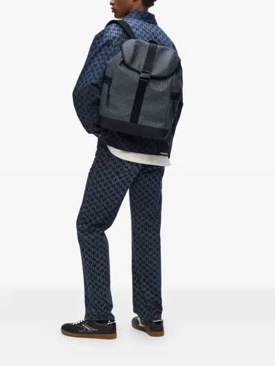 Karl Lagerfeld Monogram Weatherproof Backpack In Gray