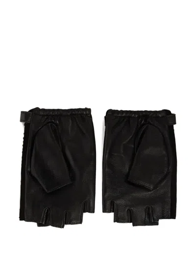 Karl Lagerfeld Black Fingerless Gloves In Black