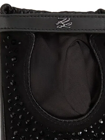 Karl Lagerfeld Black Fingerless Gloves In Black