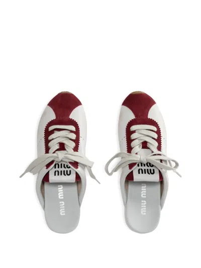 Miu Miu Lace-up Mule Sneakers In White