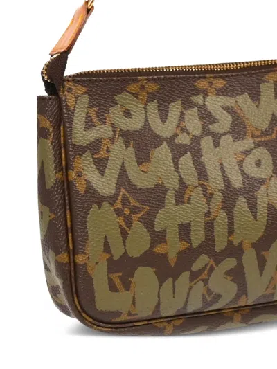 Pre-owned Louis Vuitton 2001 Graffiti Pochette Handbag In Brown