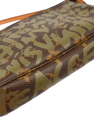 Pre-owned Louis Vuitton 2001 Graffiti Pochette Handbag In Brown