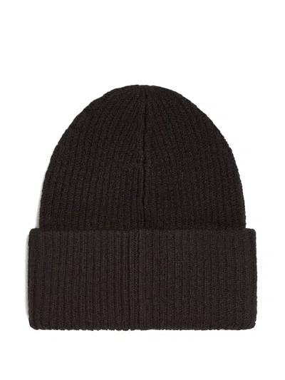 Karl Lagerfeld Jeans Logo-patch Ribbed Beanie In Brown