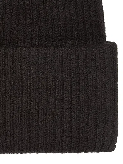 Karl Lagerfeld Jeans Logo-patch Ribbed Beanie In Brown