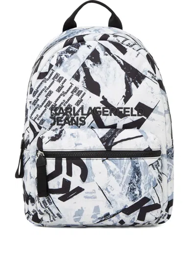Karl Lagerfeld Jeans All-over Print Backpack In White