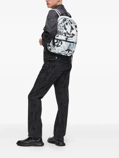 Karl Lagerfeld Jeans All-over Print Backpack In White