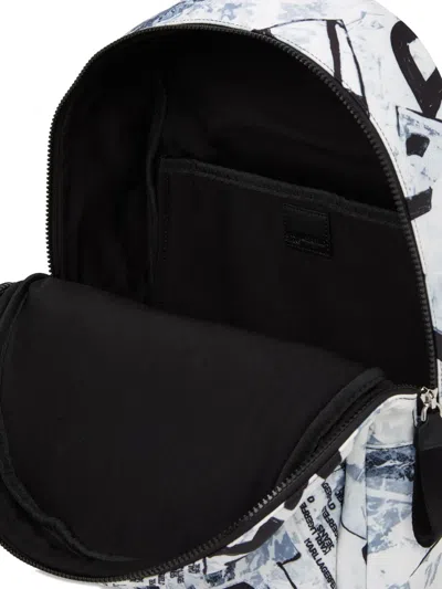 Karl Lagerfeld Jeans All-over Print Backpack In White