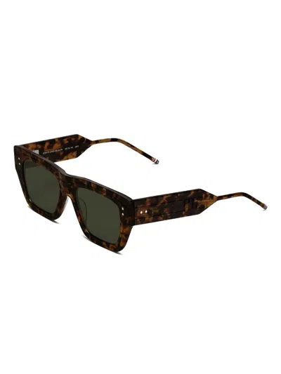 Thom Browne Tortoiseshell Rectangle-frame Sunglasses In Brown